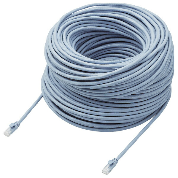 ELECOM LD-GPAT BU80 RS LANケーブル CAT6A対応 EU RoHS指令準拠 ツメ折れ防止カバー 簡易パッケージ仕様 80m  単線 ブルー 特売