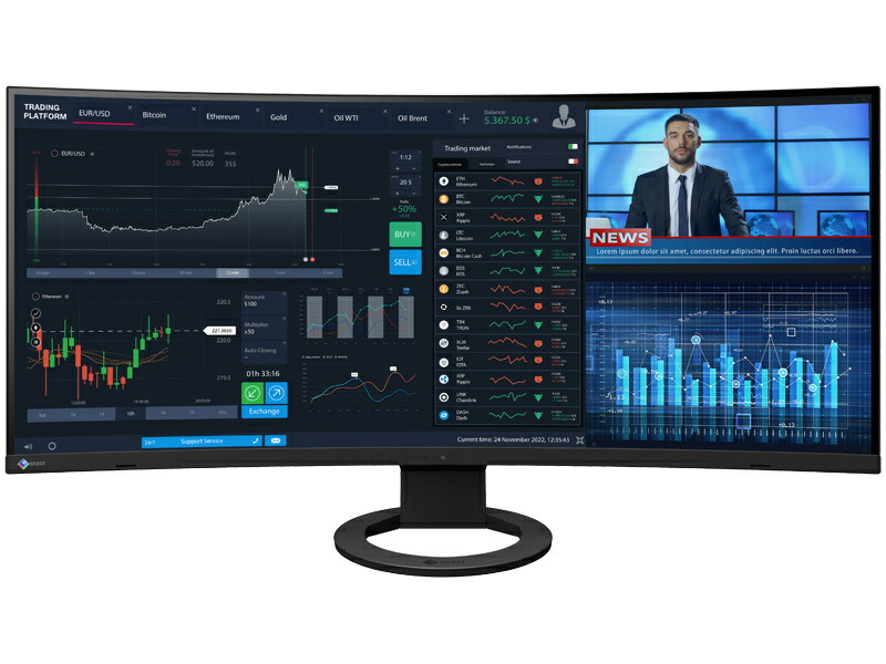 EIZO EV3895-BK 液晶ディスプレイ 37.5型/ 3840×1600/ HDMI、DisplayPort、USB Type-C/ ブラック/ スピーカー：あり
