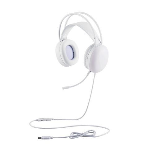 ELECOM HS-G09SUWH LEDハウジングゲーミングヘッドセット/ 両耳オーバーヘッド/ 50mmドライバ/ USB-A/ ホワイト