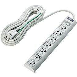 ELECOM T-T05-3750LG/RS RoHS指令 3ピン対応タップ/ 7個口/ マグネット付/ 雷ガード/ スイッチ連動/ 5.0m/ グレー