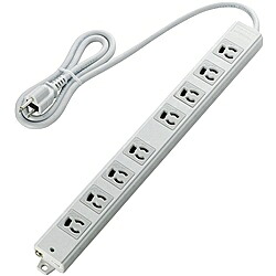ELECOM T-WRM3810LG/RS タップ/ 工事用/ 抜け止め/ 3P/ 8個口/ マグネット付き/ 1m/ グレー