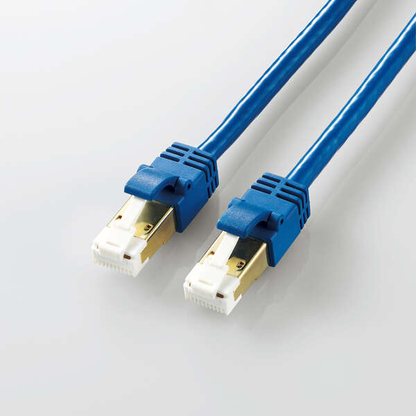 ELECOM LD-TWSYT/BM10 LANケーブル/ CAT7準拠/ 爪折れ防止/ やわらか/ 10m/ ブルーメタリック｜PLUSYU堂