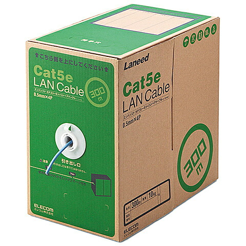 ELECOM LD-CT2/BU300/RS RoHS対応LANケーブル/ CAT5E/ 300m/ ブルー/ 簡易パッケージ|PLUSYU堂