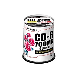 Verbatim SR80PP100 CD-R 700MB 448倍速対応 100枚スピンドルケース入印刷可能ホワイトレーベル