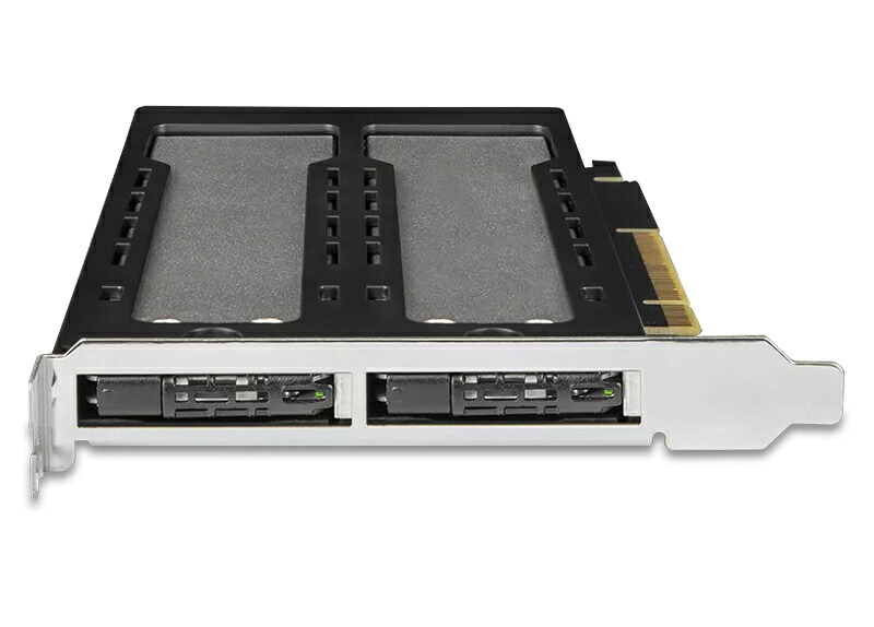 ICY DOCK MB842MP-B 2 x M.2 NVMe SSD搭載用リムーバブルアダプタ PCIe4.0 x8拡張スロット対応（PCIe分岐機能が必要）