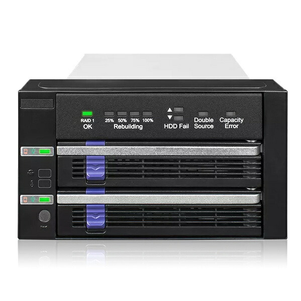 ICY DOCK MB901SPR-B R1 2.5/ 3.5in SATA HDD/ SSD積み上げる用RAID社会的単位 2 x 5.25inベイ大きさ RAID 1 ＆ JBOD流行り物相応う