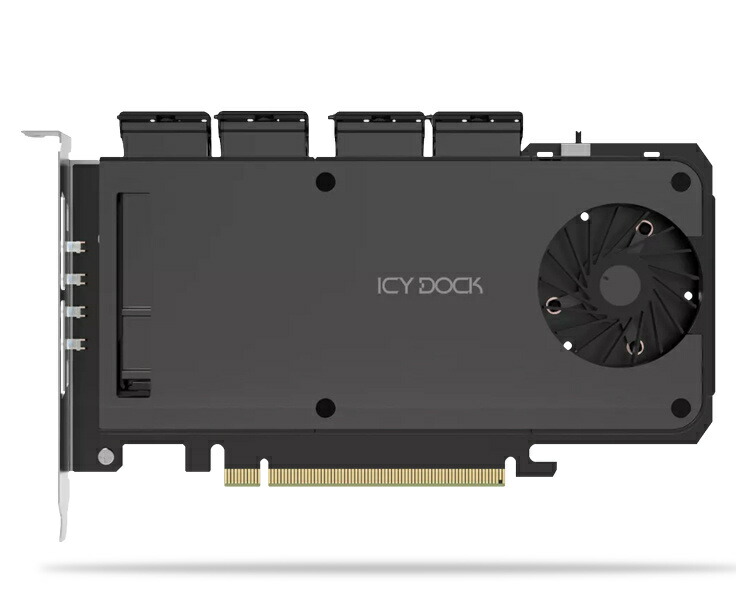 ICY DOCK MB204MP-1B 4 x M.2 NVMe SSD積み上げる用リムーバブルアダプタ PCIe4.0 x16取りひろげる拡張スロット用（PCIe分かれ出る役立つことが已むを得ず）