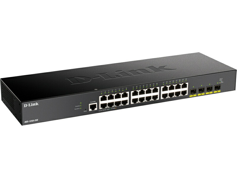 D-Link DGS-1250-28X/A1 DGS-1250-28X ギガビットL2スマートマネージドスイッチ、10/ 100/ 1000BASE-Tポート×24、10G SFP+スロット×4、リミテッドライフタイム保証対象