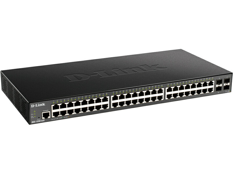 D-Link DGS-1250-52X/A1 DGS-1250-52X ギガビットL2スマートマネージドスイッチ、10/ 100/ 1000BASE-T界面×48、10G SFP+拡張スロット×4、リミテッドライフタイム引き受ける客体
