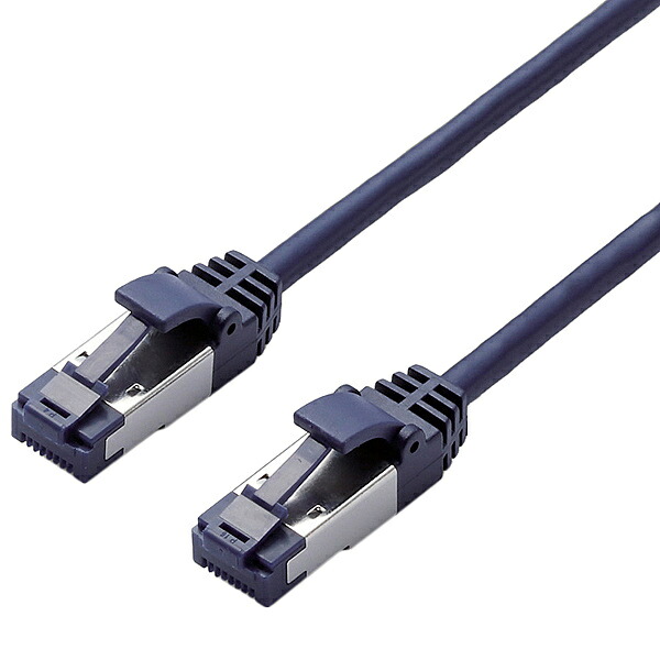 ELECOM LD-OCTST/BM100 LANケーブル/ CAT8準拠/ 爪折れ防止/ スリム/ 10m/ ブルーメタリック|PLUSYU堂