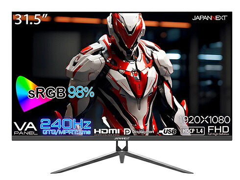 JAPANNEXT JN-V315G240FHDR ゲーミング液晶ディスプレイ 31.5型/ 1920×1080/ HDMI×2、DP×1/ ブラック/ スピーカー：有/ 2年保証