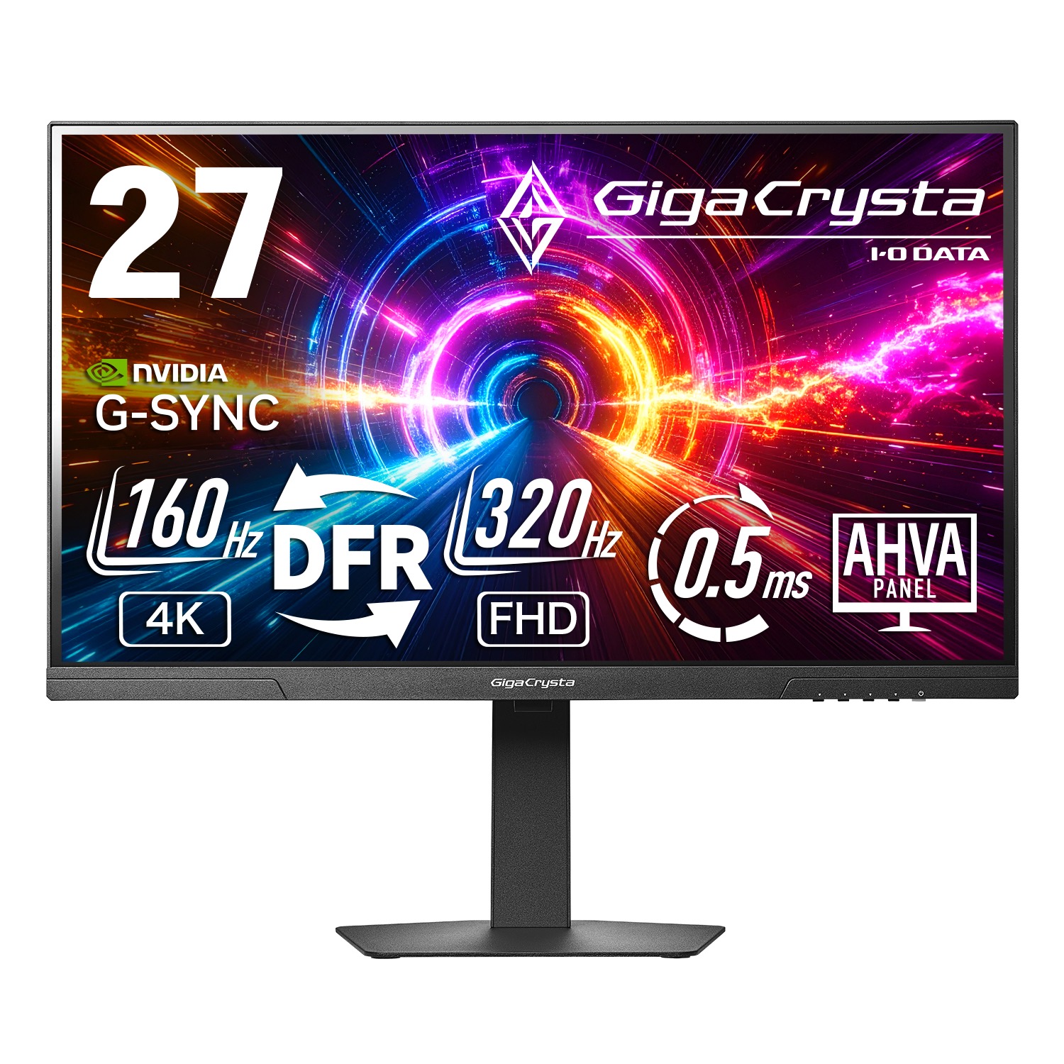 IODATA EX-GDU271JAD ゲーミング液晶ディスプレイ 27型/ 3840×2160/ HDMI(HDCP 2.2)×2、DisplayPort(HDCP 2.2)×1/ ブラック/ スピーカー：あり/ Dual Frame Rate対応!/ 160Hz＆4K対応