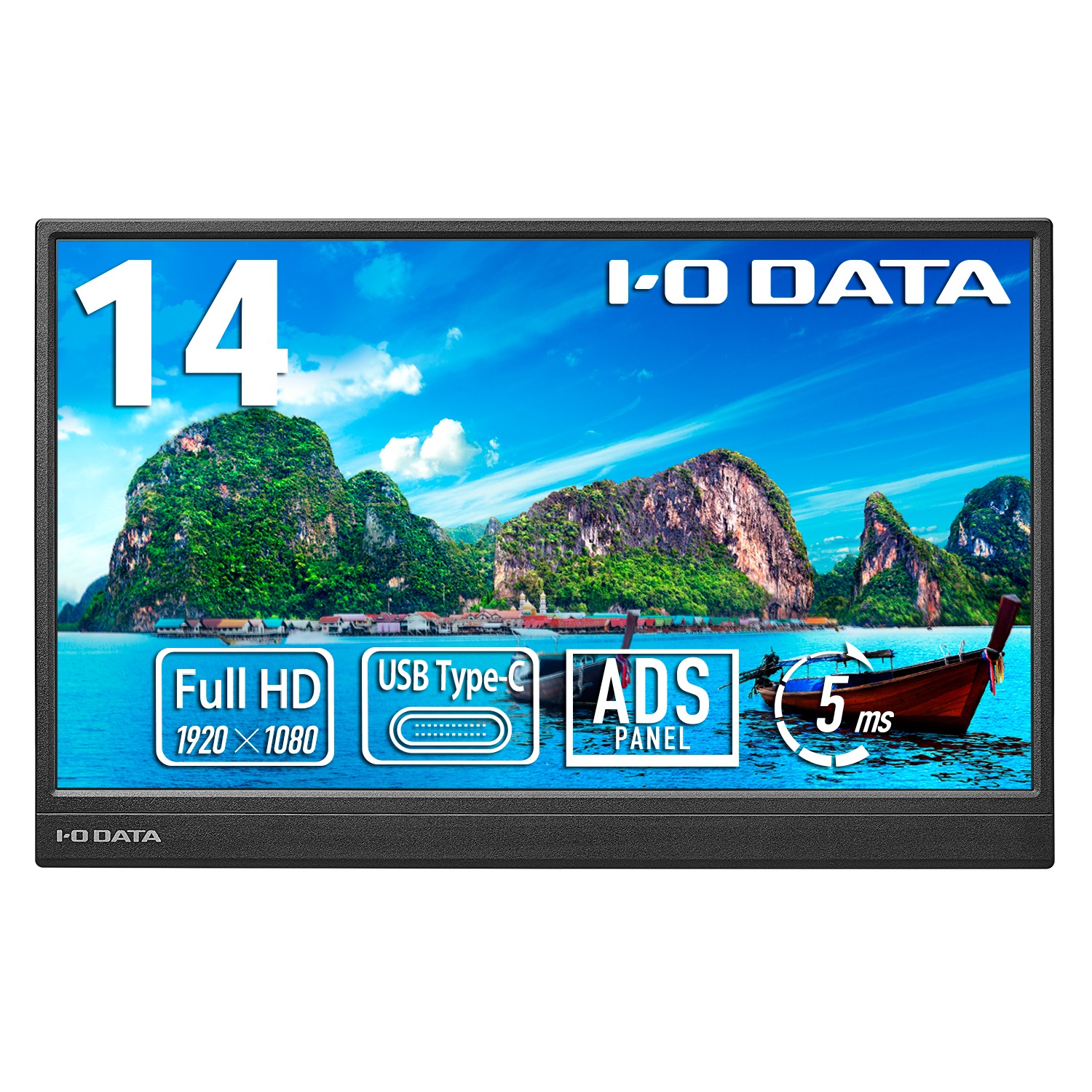 IODATA EX-YC141D 移動性見せびらかす 14型/ 1920×1080/ HDMI(ミニ)、USB Type-C(DisplayPort Alt Mode)/ 黒いこと/ 金棒引き：なし/ パウダーコンパクト＆軽さで空間的関係を選ばず御勤め能率脹れ上がる