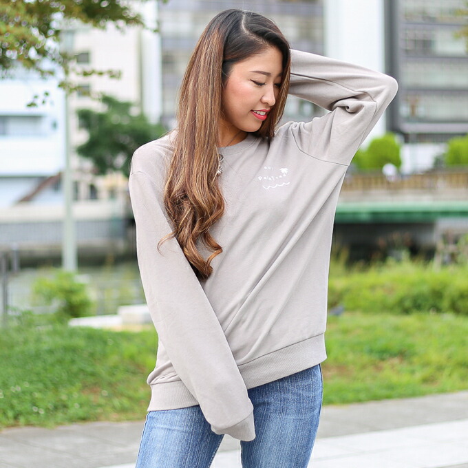 楽天市場 送料無料 パームツリーデザインプリントトレーナー ペアルック メンズ レディース ユニセックス ベージュ グレー 長袖 サーフ オーバーサイズ リンクコーデ ヤシの木 ウェーブ柄 Surf 秋冬 Pluuhall 楽天市場店