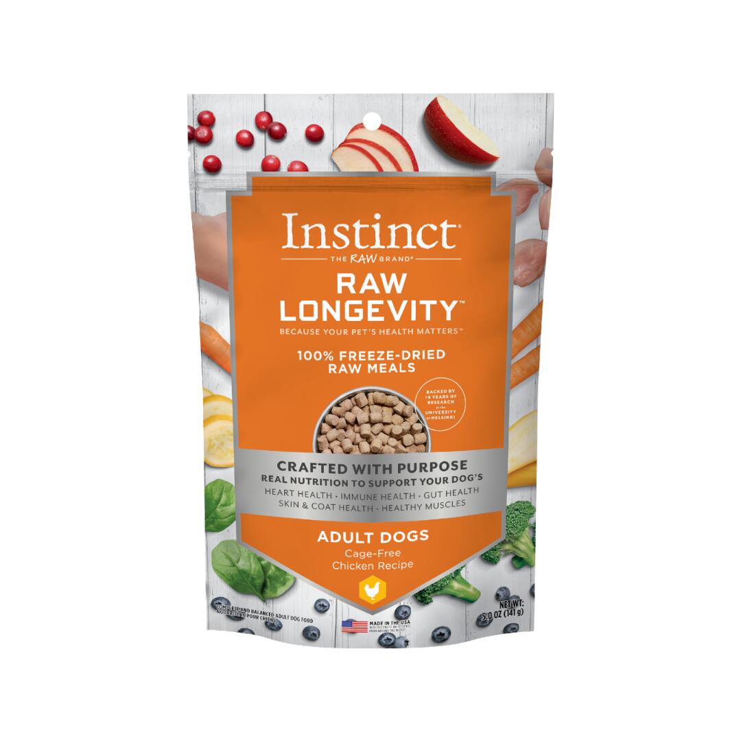 インスティンクト　ローロンジェビティ　成犬　チキン　141g【Instinct　Raw Longevity　フリーズドライ　ドッグフード　総合栄養食】 ○