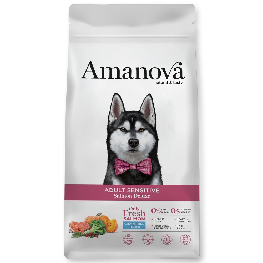 アマノヴァ　アダルト センシティブ サーモン デラックス　中粒　10kg【Amanova　ドッグフード グレインフリー　皮膚・被毛ケア　アマノバ】〇｜P＆LUXE 18,744円