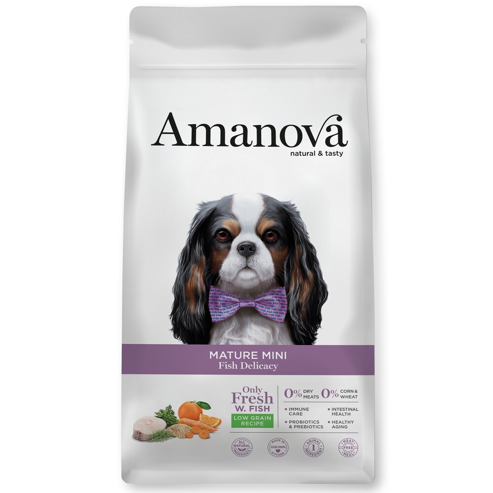 アマノヴァ　マチュア ミニ フィッシュ デリカシー　小粒　2kg【Amanova　ドッグフード ローグレイン　中・高齢犬（シニア）用　アマノバ】〇