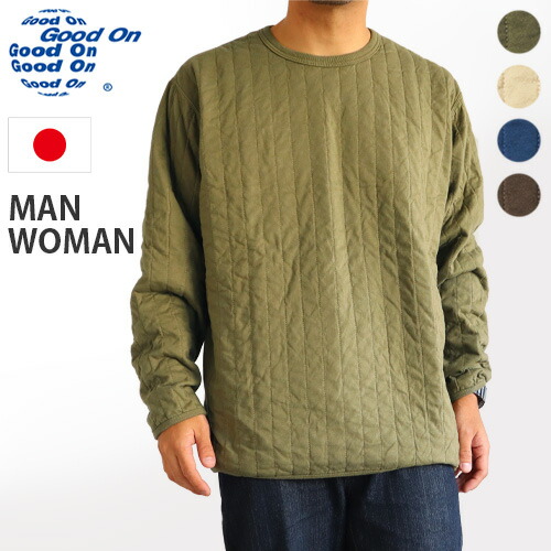 【マラソン期間中 最大P53倍】 スウェット トレーナー 無地 メンズ レディース 長袖 送料無料 Good On LS PADDED TEE グッド オン ロング スリーブ パデッド Tシャツ キルティング カットソー 綿100% 中綿