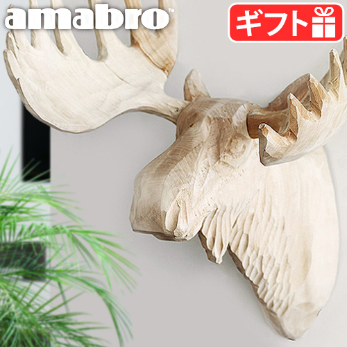 トナカイ壁飾り　手彫り天然木　Wood Animal Head / Moose トナカイ壁飾り 手彫り天然木 Wood Animal Head / Moose