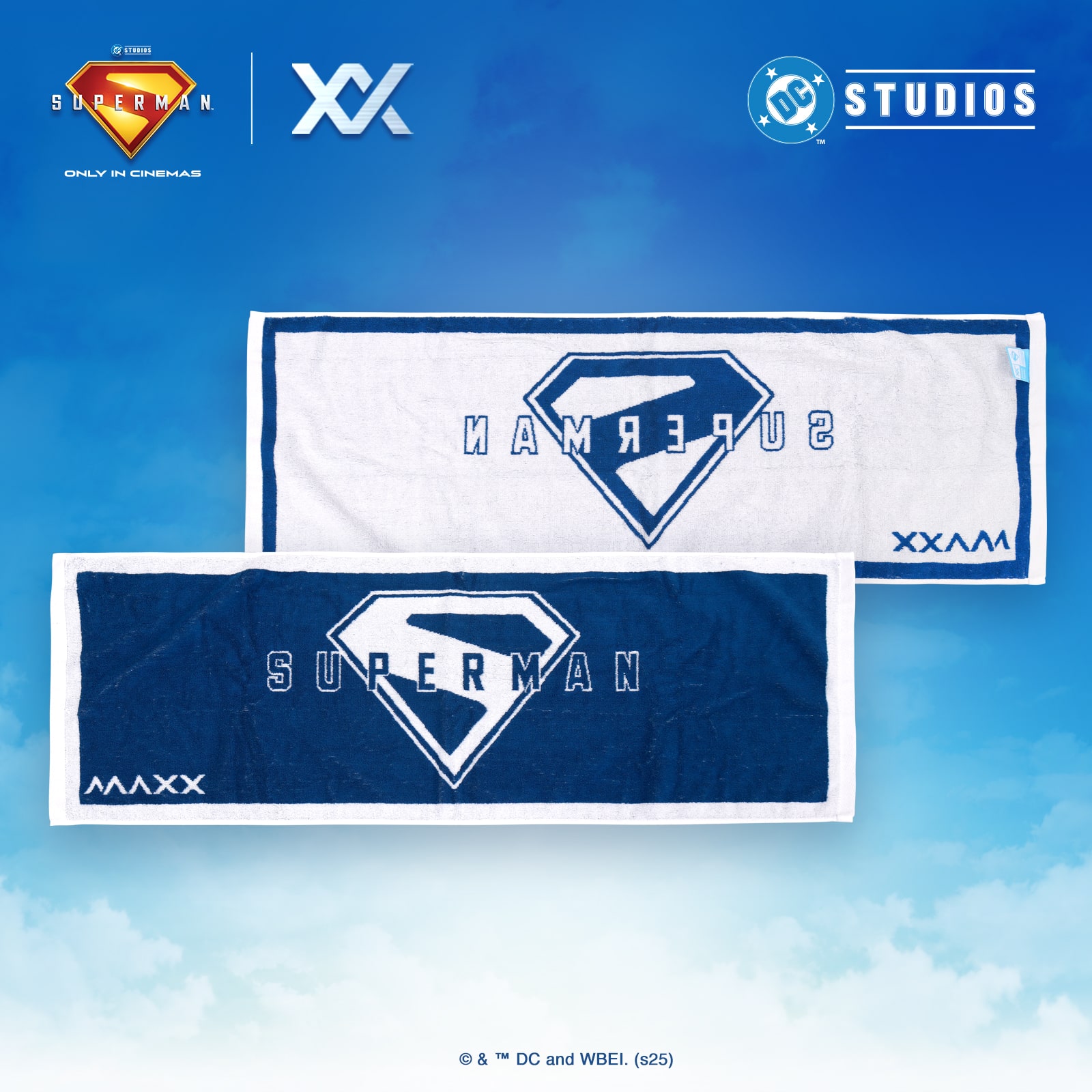 スーパーマン スポーツタオル フェイスタオル 綿100％ 中厚手 吸水速乾 100cm×33cm DCコミックス 正規品 部活 ジム プレゼント MAXX マックス MLTW05画像