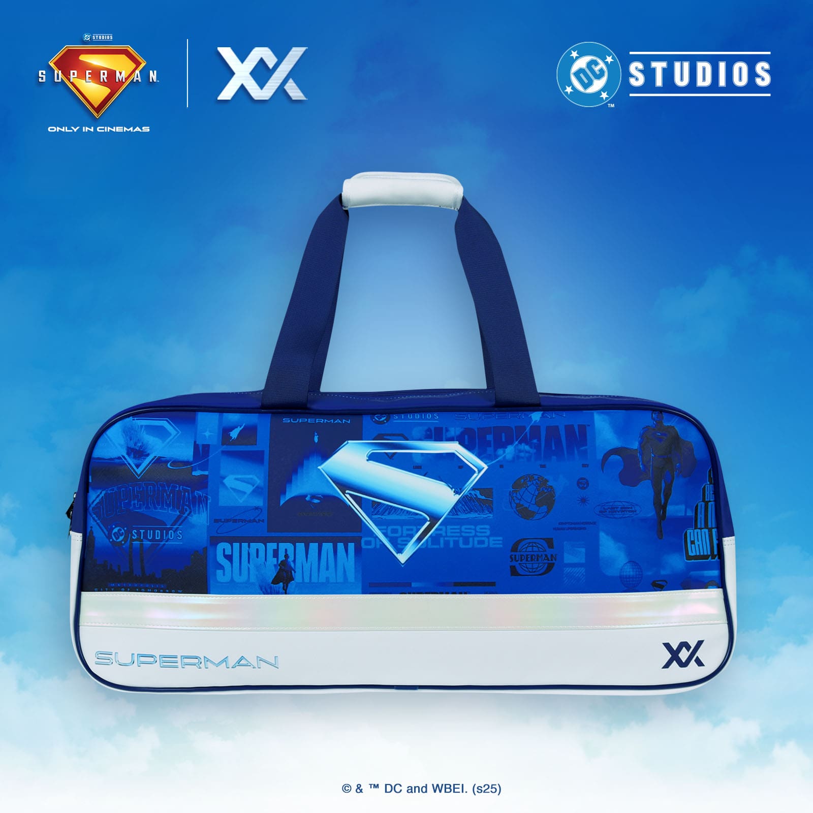 スーパーマン ラケットバッグ バドミントンバッグ 大容量 6本収納 ショルダーストラップ付き DCコミックス 正規品 おしゃれ 部活 試合 遠征 MAXX マックス MLBAG08画像