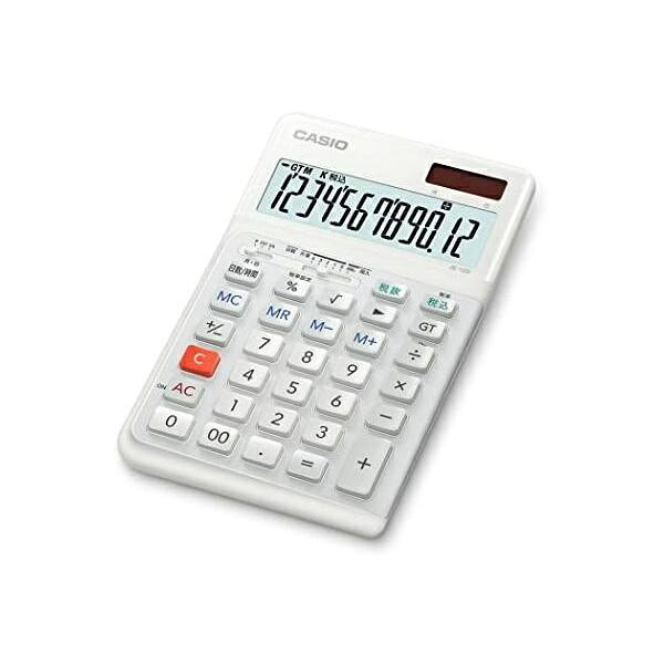 カシオ 人間工学電卓 12桁 ジャストタイプ ホワイト JE−12D−WE−N 1台|ポッチ