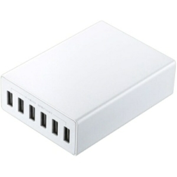 サンワサプライ ＵＳＢ充電器 ６ポート 合計１２Ａ ホワイト ＡＣＡ－ＩＰ６７Ｗ １個