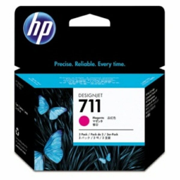 ＨＰ　ＨＰ７１１　インクカートリッジ　マゼンタ　２９ｍｌ／個　染料系　ＣＺ１３５Ａ　１箱（３個） 036-5246