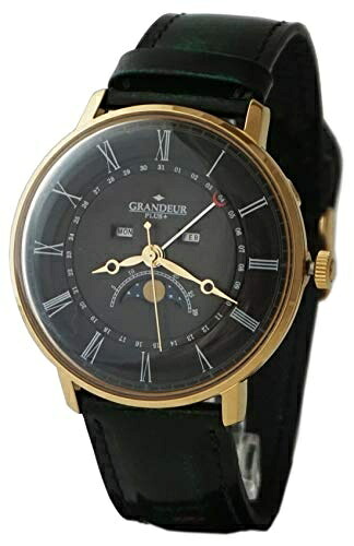 GRANDEUR グランドールプラス メンズウォッチクラシカルムーンフェイズアドバンテックレザーシリーズ グリーン GRP014G1