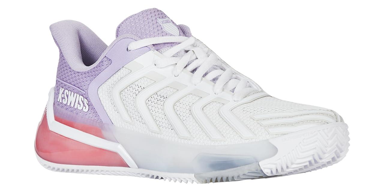 [ダンロップ] DOUNLOP テニスシューズ K-SWISS (ケー・スイス) Ultrashot 4 HB Women クレーコートモデル 25SS ホワイト×パープル KS94438182WP 23.5cm