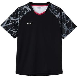[ヴィクタス] 卓球 ユニフォーム J.T.T.A(日本卓球協会) 公認 吸汗速乾 男女兼用 ストリーク スリーブ ゲームシャツ ブラック XL 612502