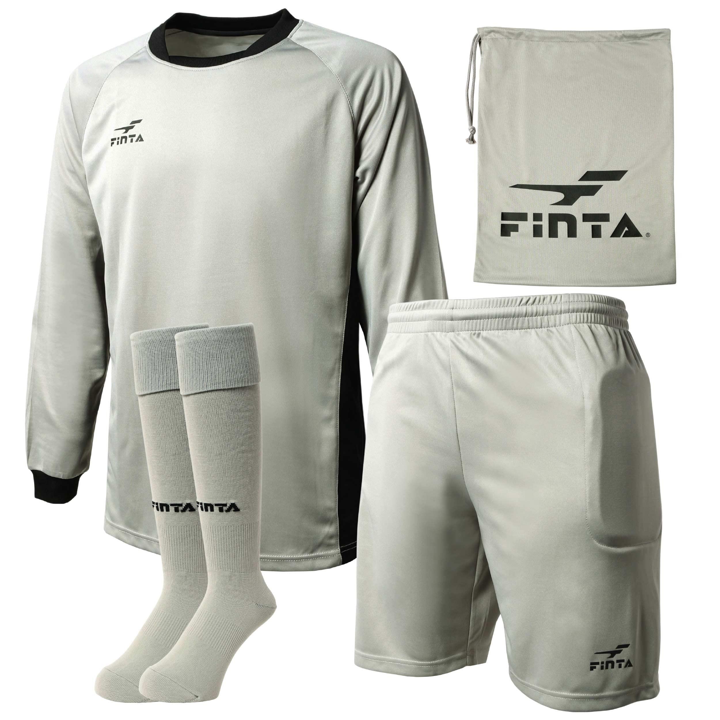 [フィンタ] FINTA サッカー フットサル ウェア ジュニア用 ゴールキーパー ウェア 3点セット FT5985 (0200) グレー 140