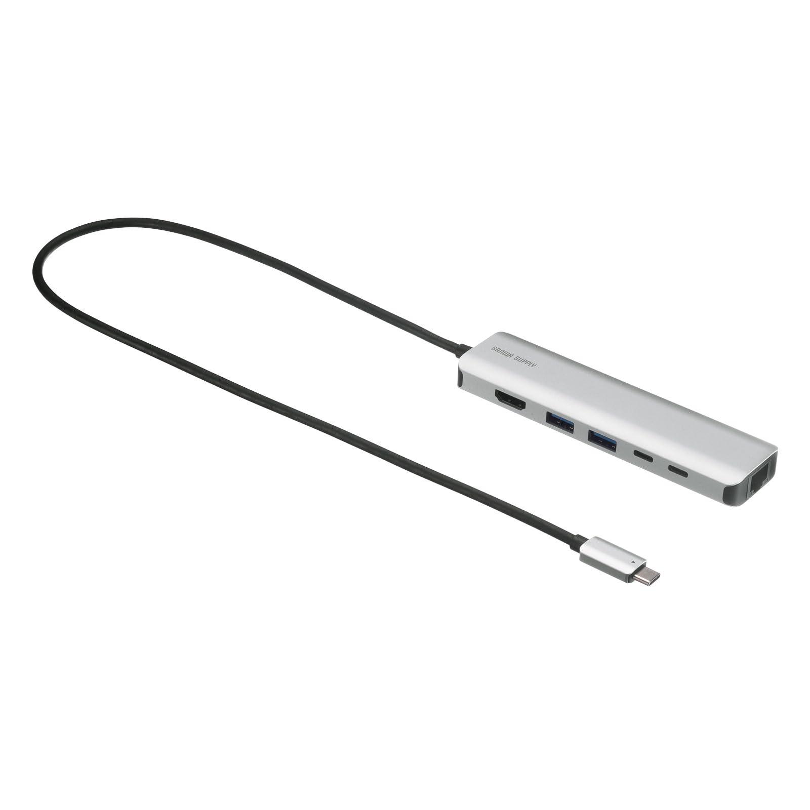 サンワサプライ 8K対応 USB Type-C ドッキングステーション シルバー USB-DKM9S