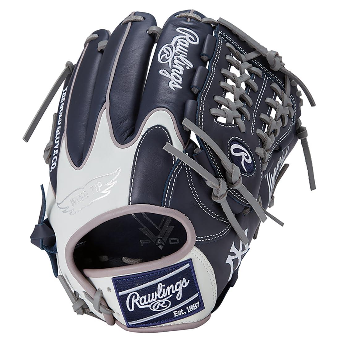 Rawlings(ローリングス)ベイスボール用 グローヴ 地球儀 軟式 成年者用 HYPER TECH MLB TEAM GR5HTMN55W ヤンキース [オールフィールダー用] 大きさ 11.75 ※左投げ用(右寄り着付ける)