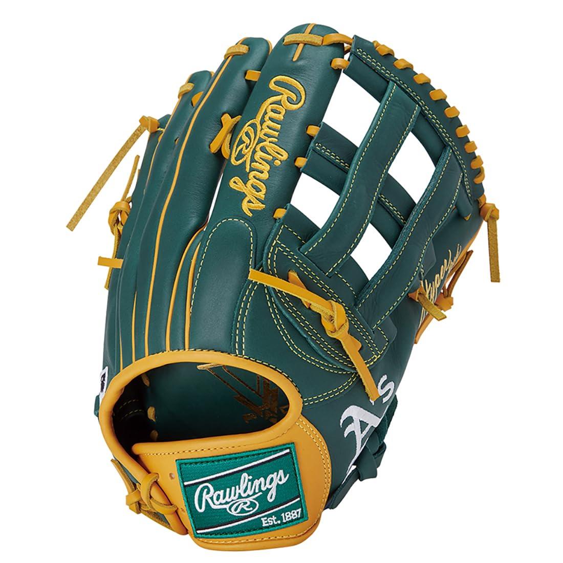 Rawlings(ローリングス)ベイスボール用 グローヴ 地球儀 軟式 成年者用 HYPER TECH MLB TEAM GR5HTMY719 アスレチックス [外野手手用] 大きさ 12.75 ※左投げ用(右寄り着付ける)