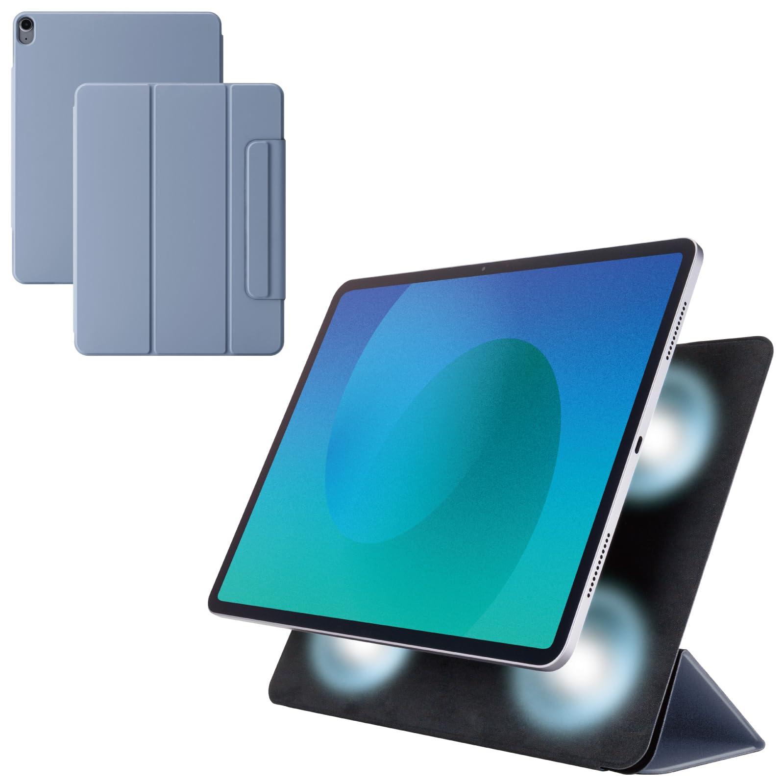 エレコム iPad Air 13インチ (M3/M2) 2025/2024年 ケース マグネット吸着式 超薄型 軽量 2アングルに変えられる オートスリープ/オートウェイクアップ ブルーグレー TB-A25XWVPF2BG