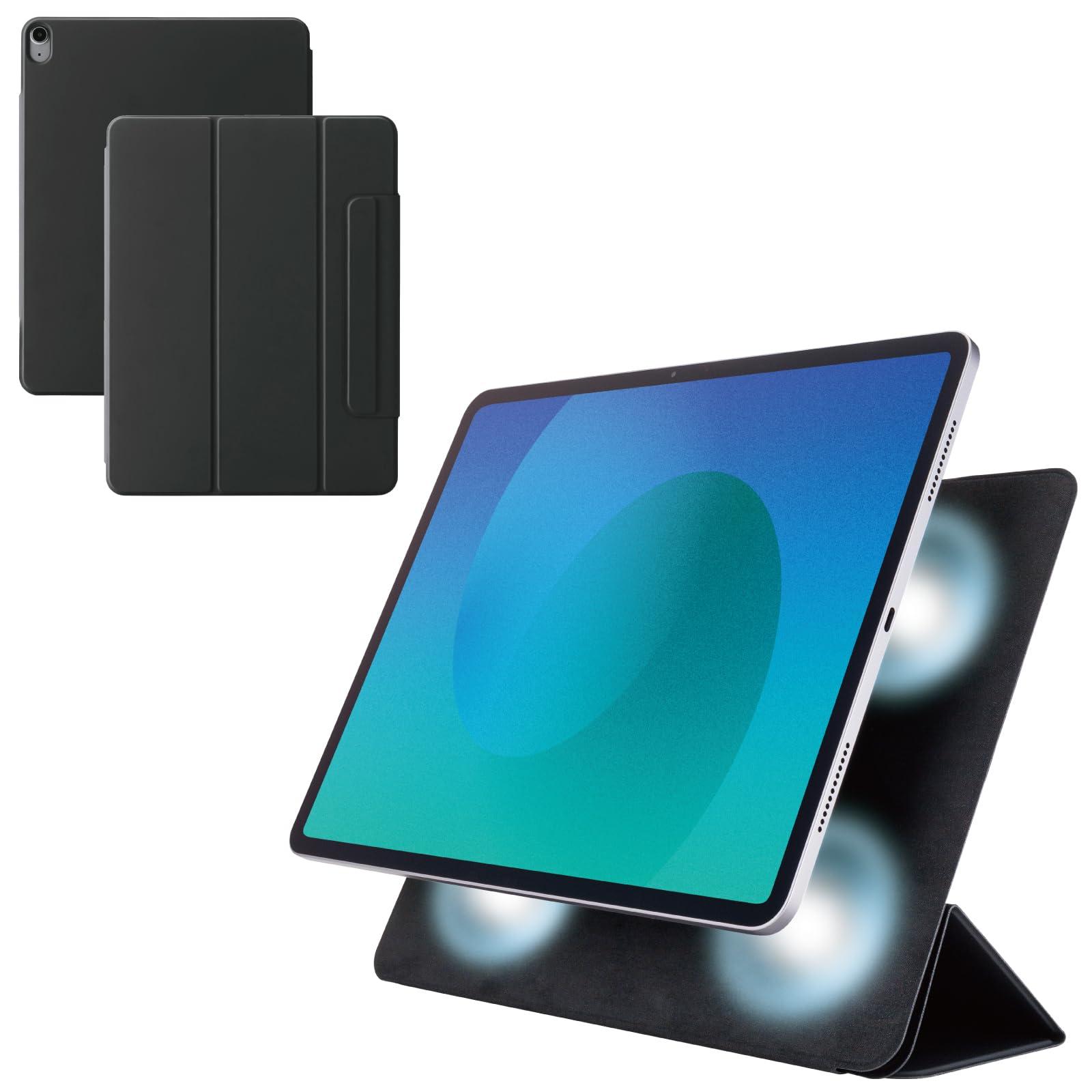 エレコム iPad Air 13インチ (M3/M2) 2025/2024年 ケース マグネット吸着式 超薄型 軽量 2アングルに変えられる オートスリープ/オートウェイクアップ ブラック TB-A25XWVPF2BK