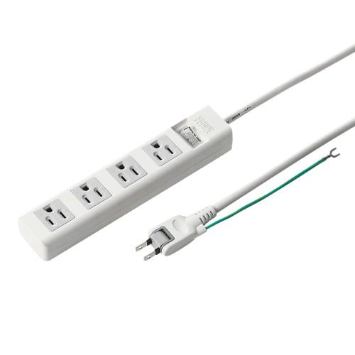 AC125V/15Ax5mタップ(4口/3P/一括スイッチ付) 215×45×29.6mm