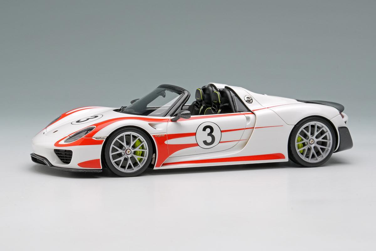 メイクアップ EIDOLON COLLECTION 1/43 ポルシェ 918 スパイダー ヴァイザッハパッケージ 2011 ホワイト/レッドザルツブルグストライプ 完成品 EM569F