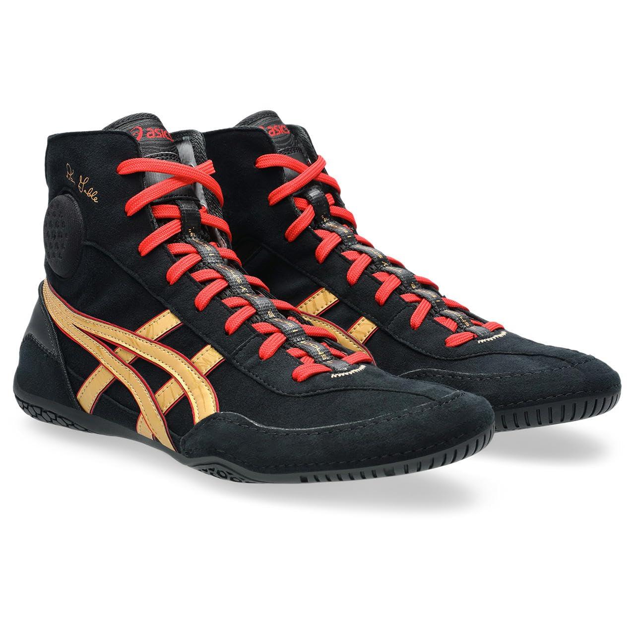 [アシックス] レスリングシューズ DAN GABLE EVO 3 1081A052 メンズ 002(ブラック/ピュア ゴールド) 25.5 cm 2E