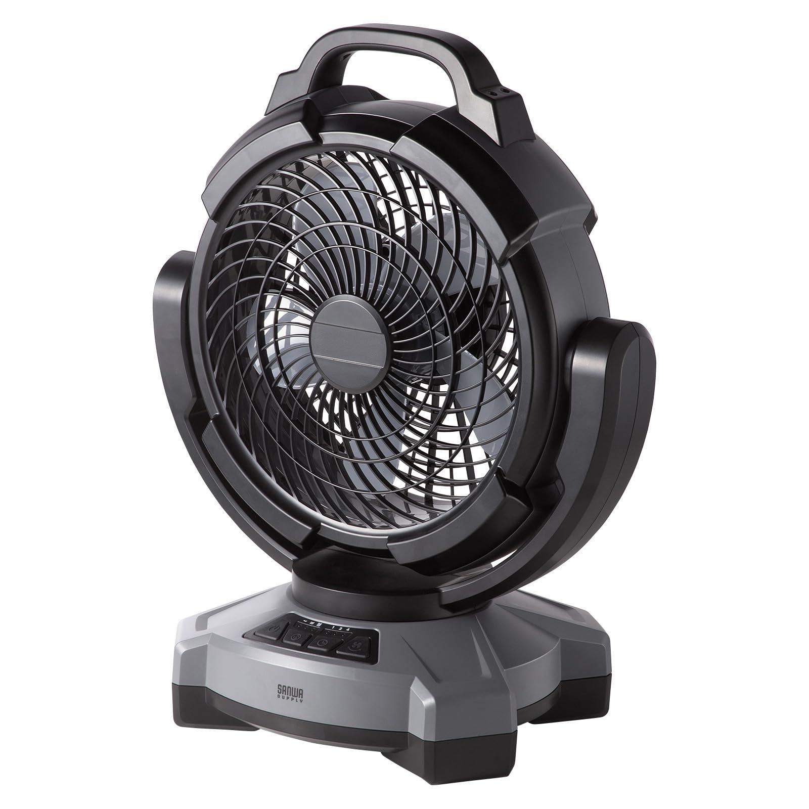 サンワサプライ 大型作業用ファン 充電式 自動首振り機能付き ブラック FAN-W1BK｜ポッチ