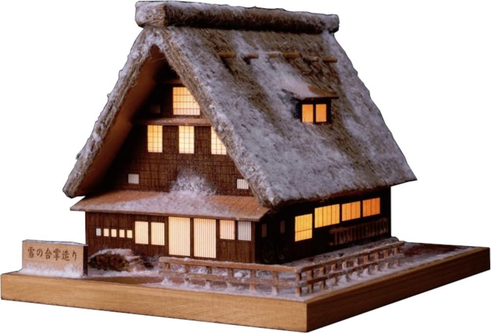 ウッディジョー あかり No.1 雪の合掌造り 木製模型 組み立てキット (建物)