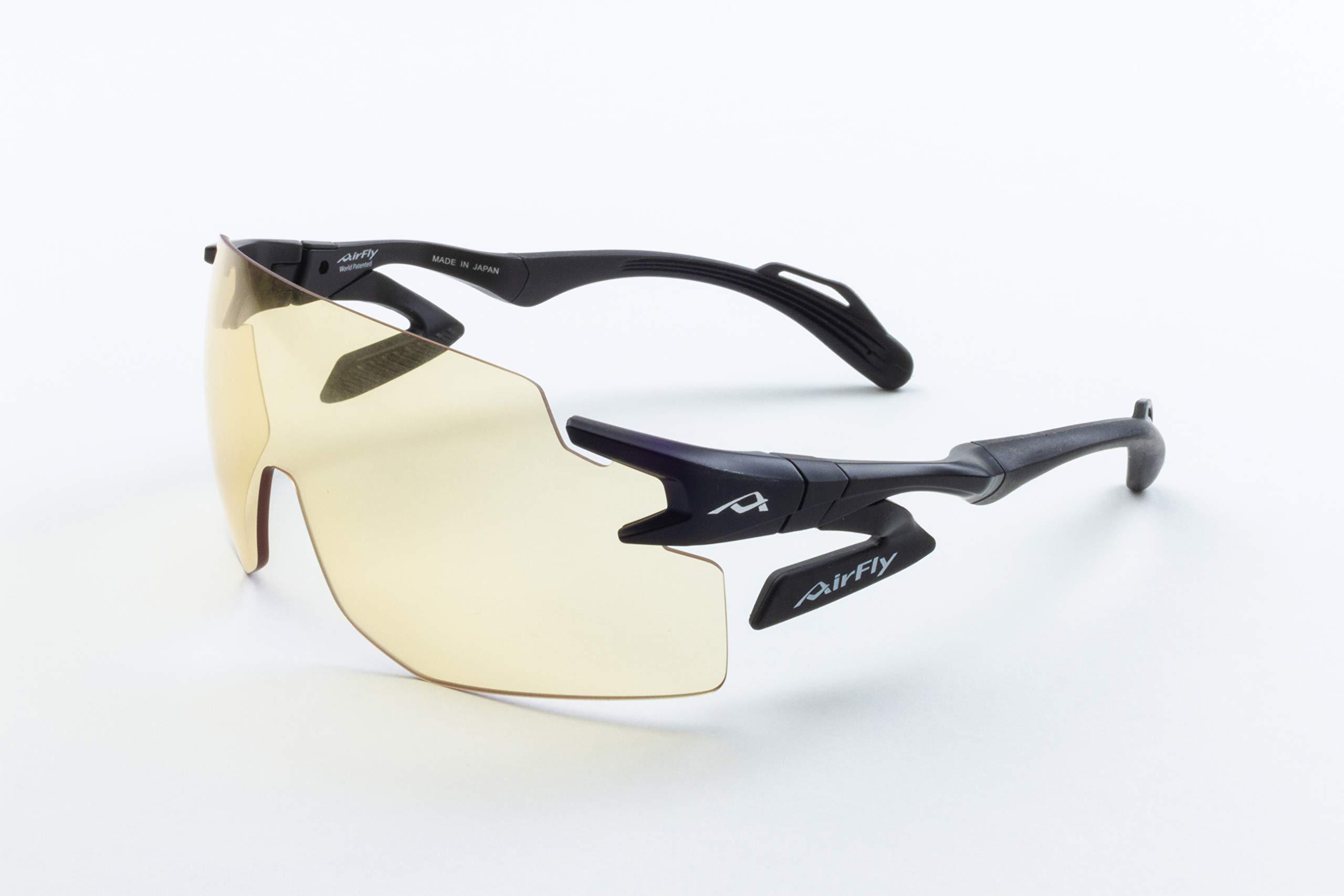 AirFly Medical ノーズパッドレス 医療用保護メガネ ブルーライトカット 曇り止めレンズ 鯖江産 AF-301 C3 MD50 ブラック
