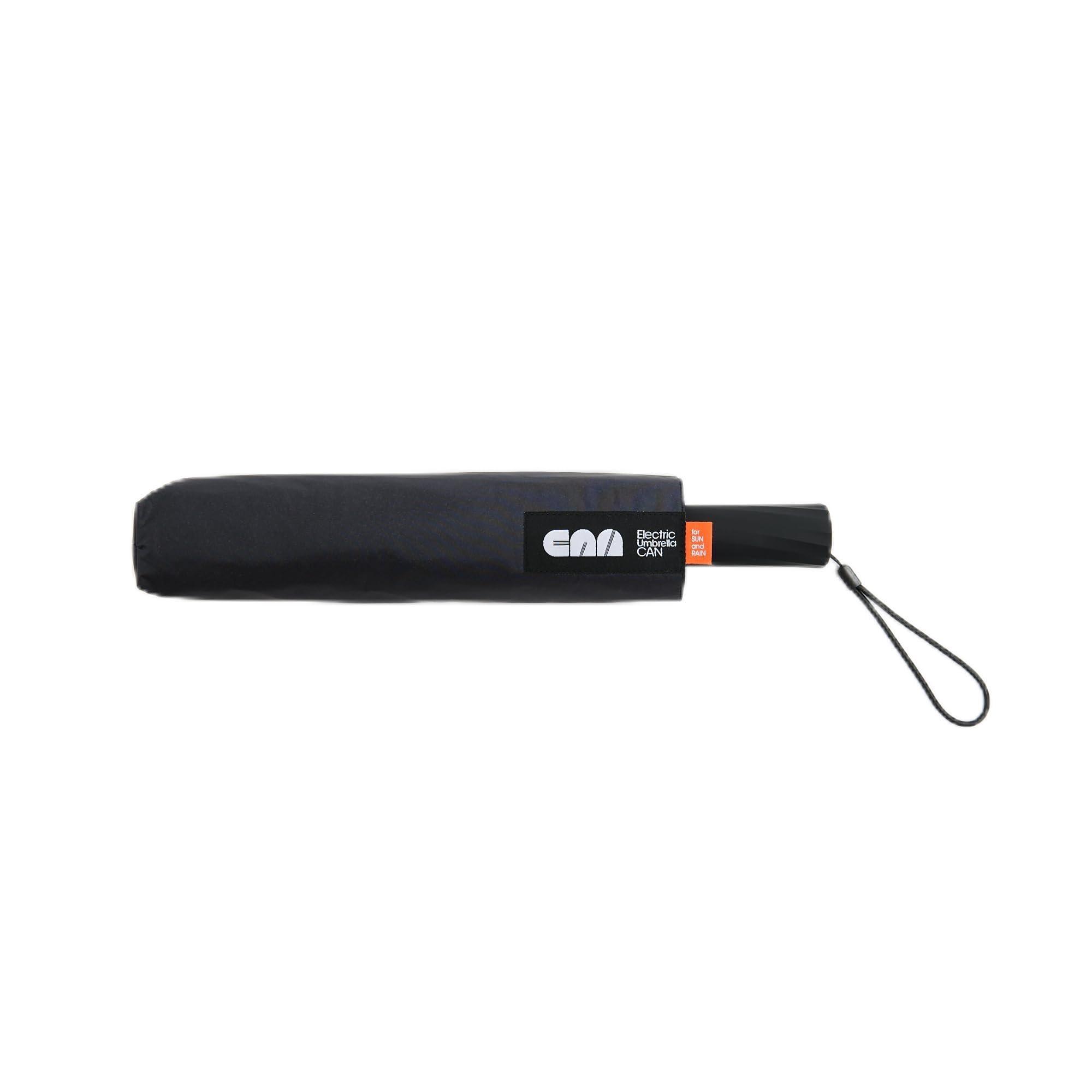 電動折りたたみ傘 CAN, 自動開閉, 遮光率・UVカット率100%, 晴雨兼用, 親骨57cm, 収納時33.5cm, IPX5防水, オレンジ/ブラック/グリーン他全6色 (ブラック)