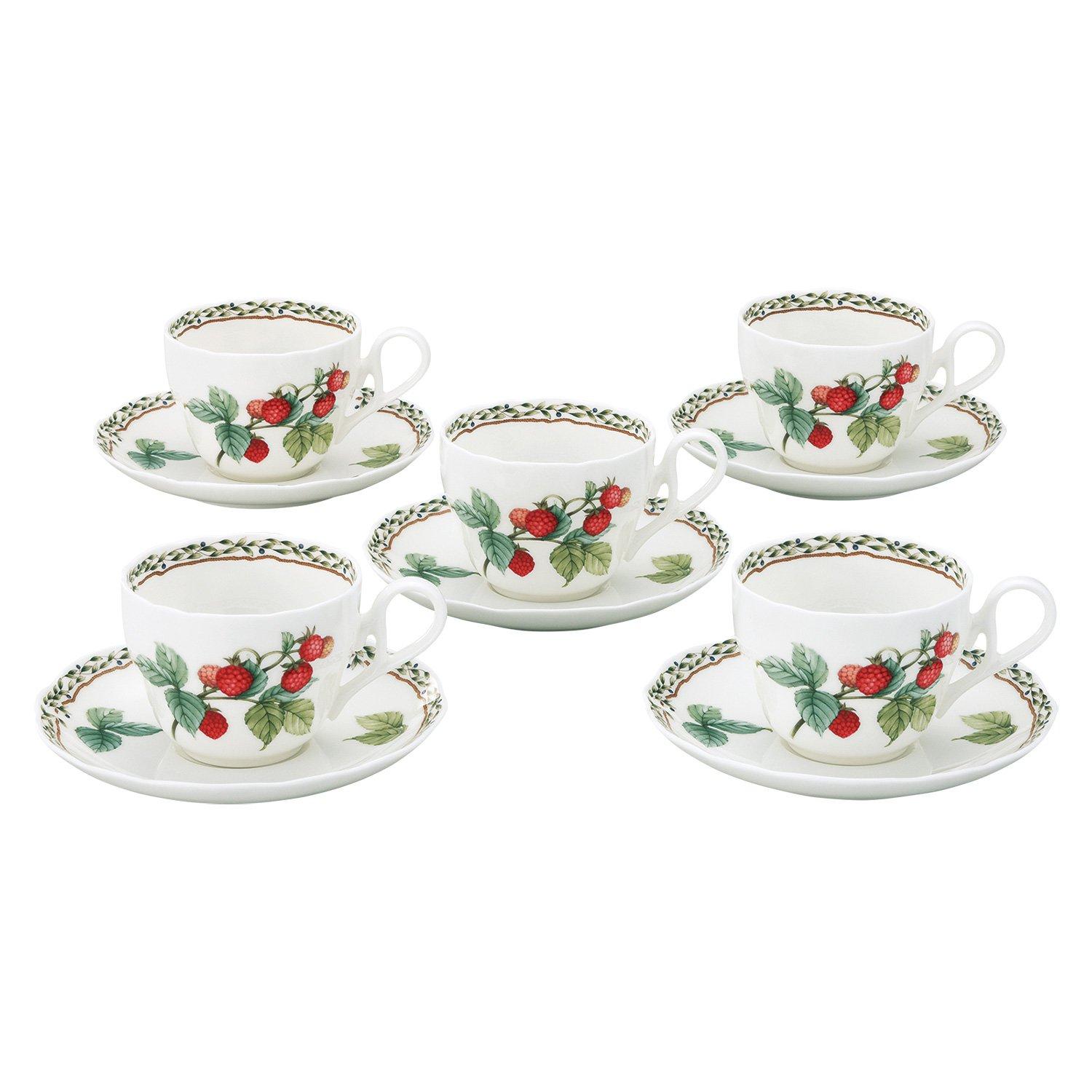 Noritake ノリ竹 優勝杯 \u0026 平円盤 仕掛ける ( 珈琲 紅茶 兼用) 250竓 果樹園苑地 陰電子領域相応う 5客 ボーンチャイナ F97887/4911