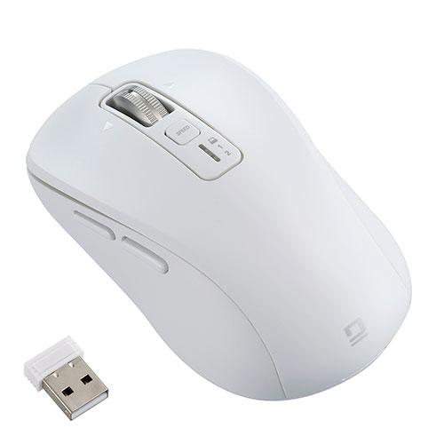 Digio 感動ホイールマウス Bluetooth・USB無線デュアル静音ボタンBlueLEDマウス Mサイズ ホワイト MUS-DKF242W