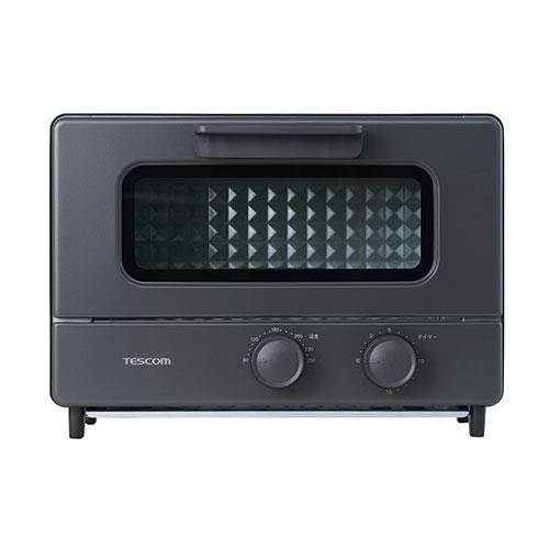 テスコム トースター オーブントースター 2枚焼き 1000W 15分タイマー 温度調整 [80~250°C 無段階] トースト 冷凍食品 リベイク コード長1m ブラック TSB51A-K