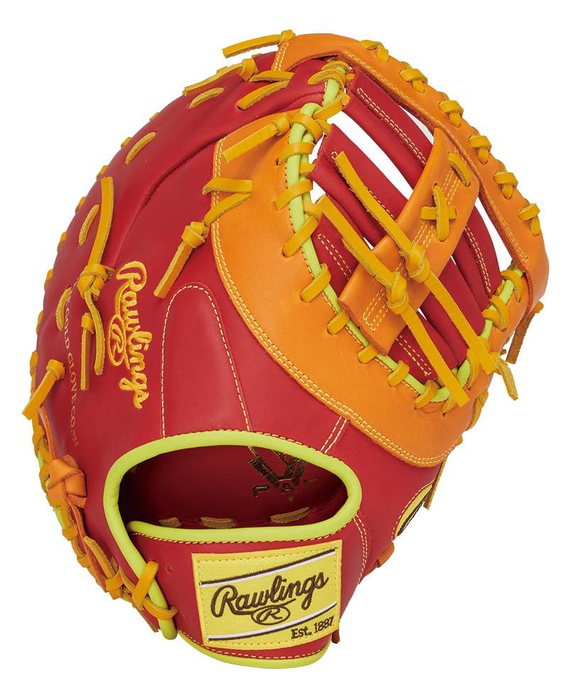 ローリングス(Rawlings) ベイスボール用 グローヴ 地球儀 軟式 HYPER TECH COLOR SYNC GR5FHTCM53 一塁手用 スカーレット/オレンジ色 11.75in ※右投げ用