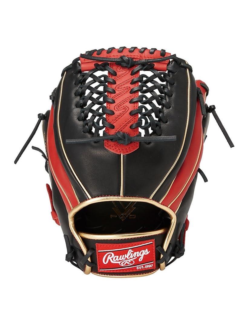 Rawlings(ローリングス)野球用 大人 軟式用 HYPER TECH COLOR GOLD ハイパーテック カラーゴールド[両手投げ用]サイズ12.0 GRXFHTCALR ブラック/スカーレット