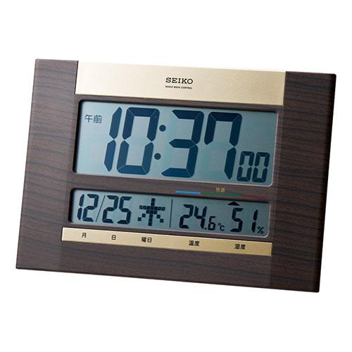 セイコークロック(Seiko Clock) 掛時計 置き時計兼用 電磁波 デジタル 暦 茶木目 18×26×2.2糎 SQ440B インテリア・寝具・収納-置き時計・掛け時計-掛け時計